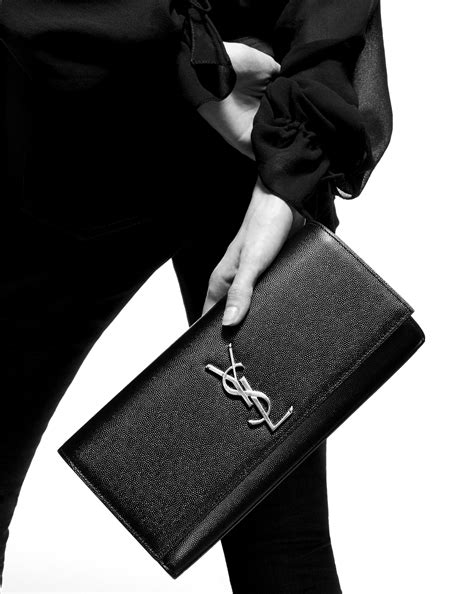 ysl kate leather clutch|YSL kate clutch black.